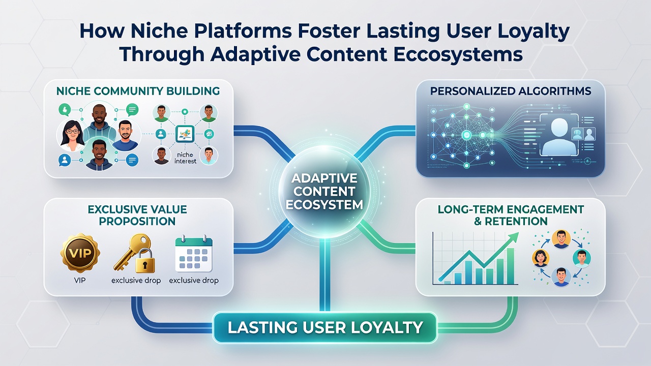 Analytics view of user loyalty trends and engagement patterns within an adaptive niche content platform